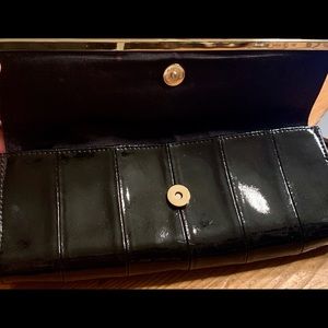 Black Patent Leather Clutch w/ Gold Accents